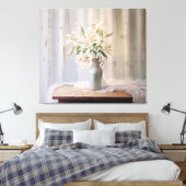 Alabaster Lelies Elegante Bloemen - Digitale Paste Canvas Afdruk (Insitu (Slaapkamer))