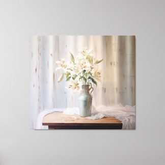 Alabaster Lelies Elegante Bloemen - Digitale Paste Canvas Afdruk