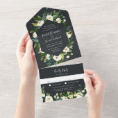 Alabaster | Lijst van witte Floral All In One Uitnodiging (Afscheurbaar)