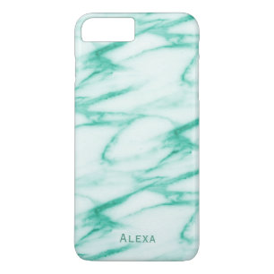 Alabaster Marble Pattern met naam turquoise iPhone 8 Plus / 7 Plus Hoesje