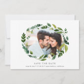 Alabaster Wreatfoto Save the Date Card (Voorkant)
