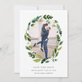 Alabaster Wreatfoto Save the Date Card (Voorkant)