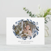 Alabaster Wreath | Vrede op aarde Foto Feestdagenkaart (Staand voorkant)