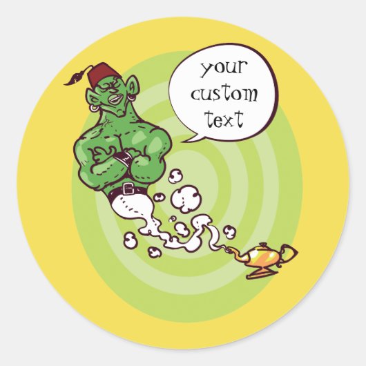 Aladdin's Genie van de Lamp cartoon Ronde Sticker (Voorkant)