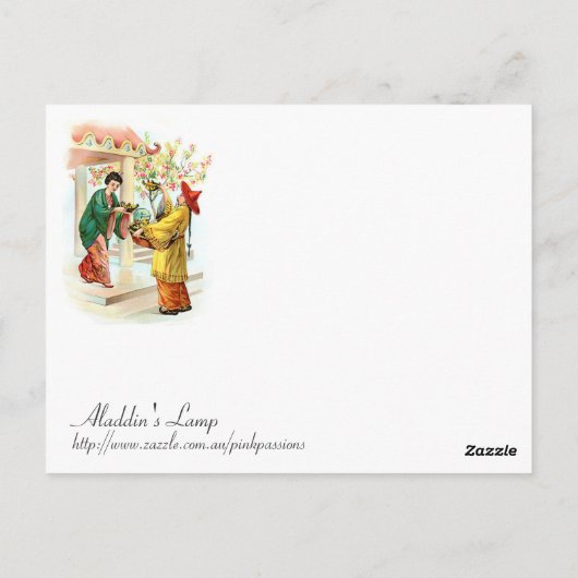 Aladdin's lamp briefkaart (Achterkant)