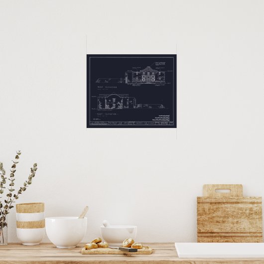  Alamo Architecture Blueprints Poster (Keuken)