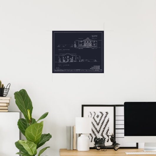 Alamo Architecture Blueprints Poster (Thuiskantoor)