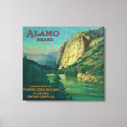 Alamo Oranje LabelFillmore, CA Canvas Afdruk (Voorkant)