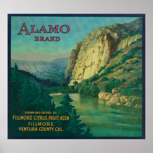 Alamo Oranje LabelFillmore, CA Poster (Voorkant)