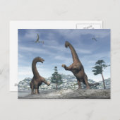 Alamosaurus dinosaurus gevecht - 3D rendering Briefkaart (Voorkant / Achterkant)