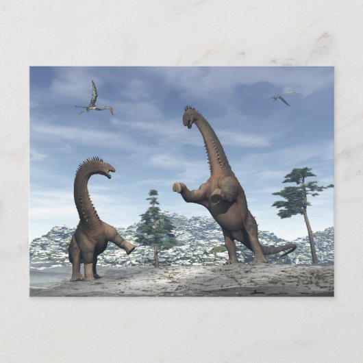 Alamosaurus dinosaurus gevecht - 3D rendering Briefkaart (Voorkant)