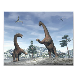 Alamosaurus dinosaurus gevecht - 3D rendering Foto Afdruk