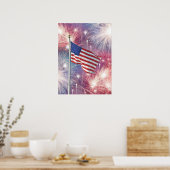 Alan Giana "Flag and Fireworks"-Poster Poster (Keuken)
