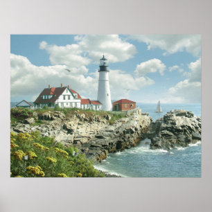 Alan Giana "Portland Head Light"-Poster Poster