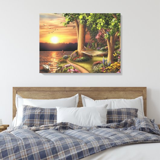 Alan Giana "Rond het meer" Canvas Print (Insitu (Slaapkamer))