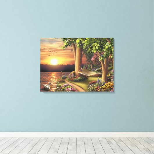 Alan Giana "Rond het meer" Canvas Print (Insitu (Houten vloer))