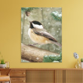 Alan Giana "Winter Chickade" Canvas Print (Insitu (Woonkamer))