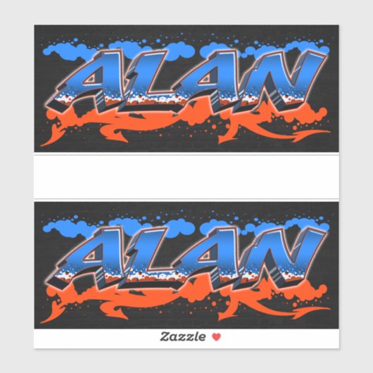 Alan Prénom Nom Graffiti Autocollants (Feuille)