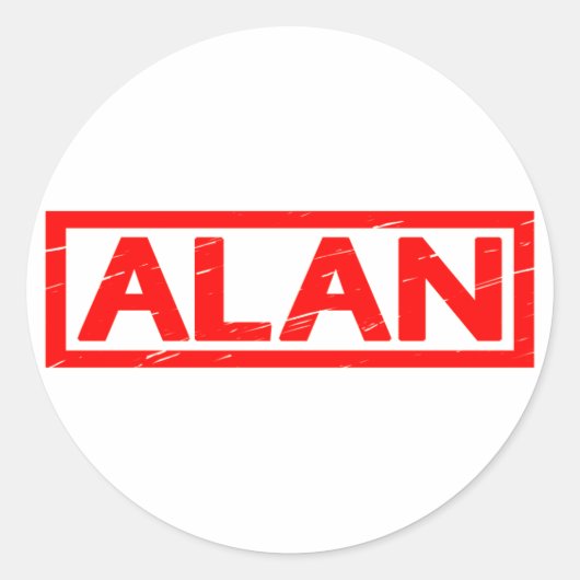 Alan Stamp Ronde Sticker (Voorkant)