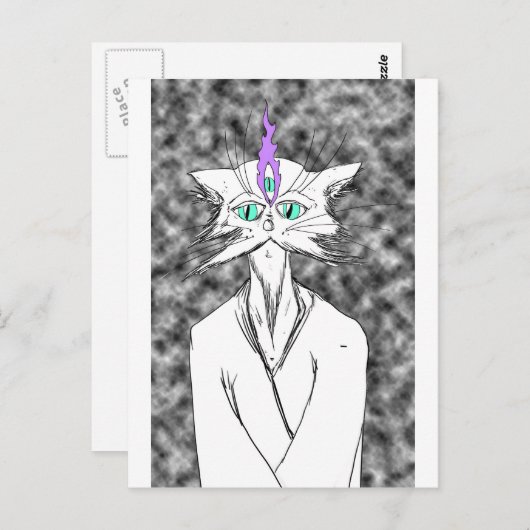 Alan Watts Cat Briefkaart (Voorkant / Achterkant)