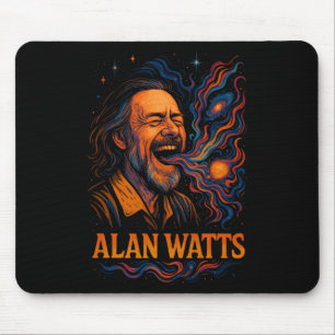 Alan Watts lacht met de psychedelische kunst van G Muismat