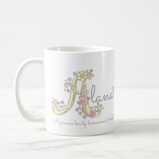 Alana letter A: naam monogram mok (Links)