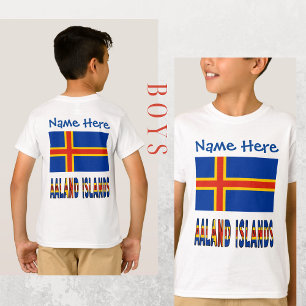 Åland-eilanden Ålander Vlag Blauw Personalisatie T-shirt