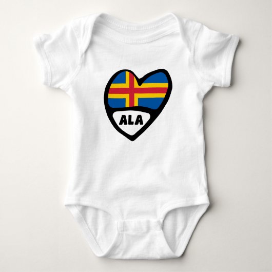 Åland Eilanden Landcode Vlag Hart Romper (Voorkant)
