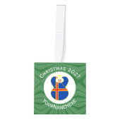 Åland eilanden vlag kerst engel gepersonaliseerd kubus ornament (Voorkant)