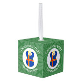Åland eilanden vlag kerst engel gepersonaliseerd kubus ornament (Achter hoekig)