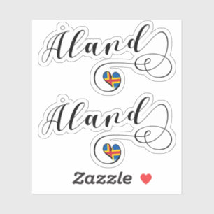Åland Heart Flag, Aland Islands, Finland Sticker