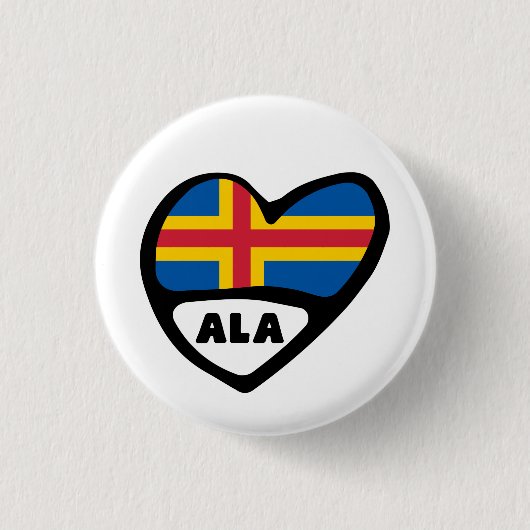 Åland Islands Country Code Flag Heart Pin Badge (Devant)