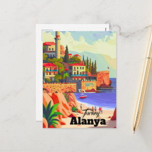 Alanya Turkije Muur Kunst, Print, Turkije Waterco Feestdagenkaart