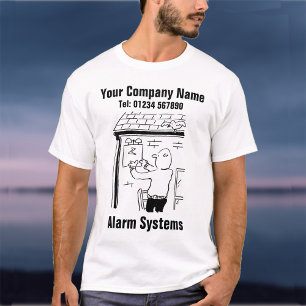 Alarm de Cartoon van Systemen om aan Personeel te T-shirt