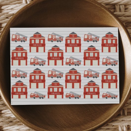 Alarm Slaan Brandweerwagen Verjaardagsfeest Foto Bedankkaart