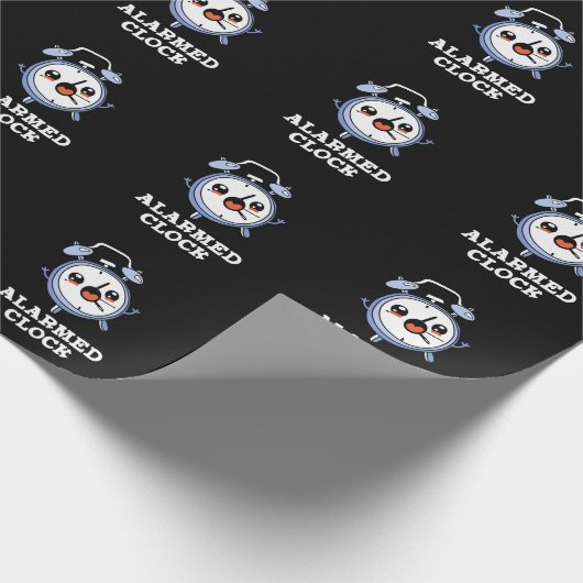 Alarmkakker Funny Alarm Clock Pun Dark BG Cadeaupapier (Hoek)