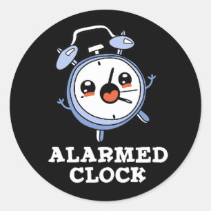 Alarmkakker Funny Alarm Clock Pun Dark BG Ronde Sticker