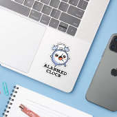 Alarmkakker Funny Alarm Clock Pun Sticker (Laptop met iPhone)