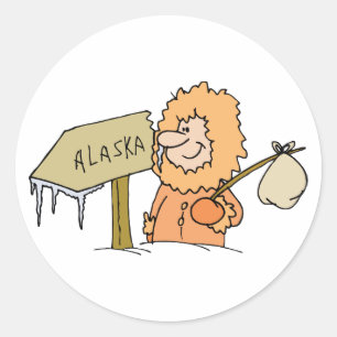 Alaska AK Alaskan Eskimo Vintage Reizen Souvenir Ronde Sticker