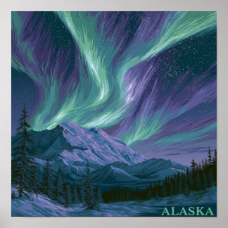 Alaska Aurora Nacht Poster