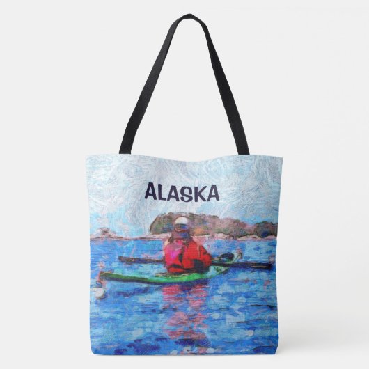 Alaska Barenoff Eilanden Kajakken Painterly Draagtas (Achterkant)