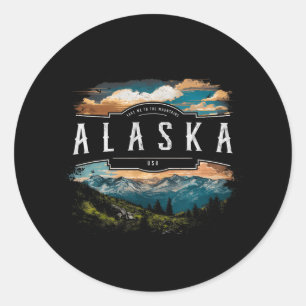 Alaska Bergen Usa Wandelen Buiten Activiteiten Vin Ronde Sticker