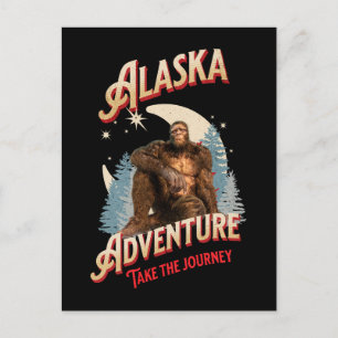 Alaska Bigfoot Avontuur Retro Wildernis Kunst Briefkaart