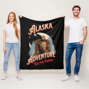 Alaska Bigfoot Avontuur Retro Wildernis Kunst Fleece Deken
