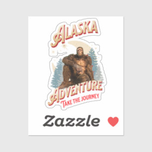 Alaska Bigfoot Avontuur Retro Wildernis Kunst Sticker