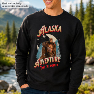 Alaska Bigfoot Avontuur Retro Wildernis Kunst Trui