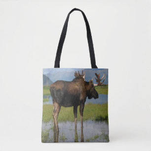 Alaska Bull Moose Antlers Schilderachtig fotoontwe Draagtas