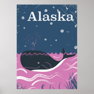 Alaska Cartoon walvisreisposter Poster