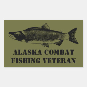 Alaska Combat Vissen Veteran Rechthoekige Sticker