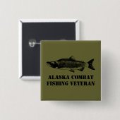 Alaska Combat Vissen Veteran Vierkante Button 5,1 Cm (Voorkant /achterkant)